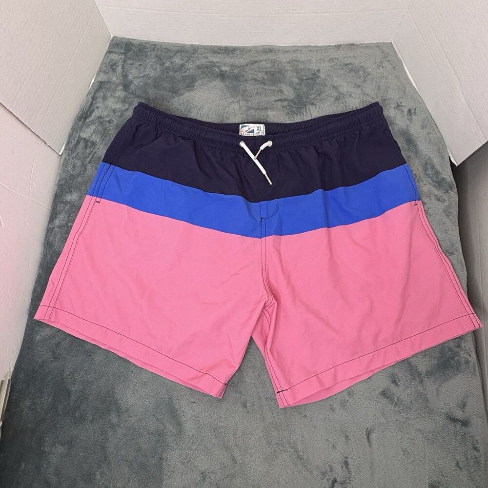 Bernies Men’s CLASSIC SURFSIDE  Swim Trunks Shorts XL Blue/PURPLE/PINK